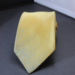 Christian Dior Vintage All Silk Tie Gold Tone with Blue Accents 1960s  55" Long